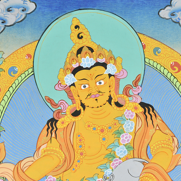 手绘黄财神唐卡