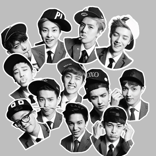 exo 独家皮纹贴纸咆哮growl行李箱笔记本贴纸exomk校服12张