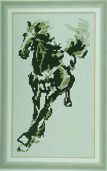 奔马图 纯棉线白布画格版十字绣 包邮送笔芯