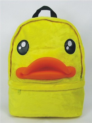 duck可爱大黄鸭毛绒双肩包立体鸭嘴包书包卡通秋冬双肩背包