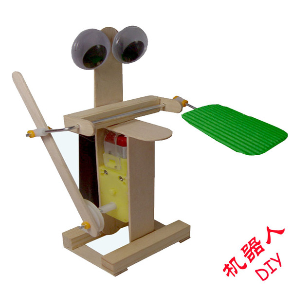 科技小制作 小发明 diy 摇扇子机器人 雪糕棒 创意手工 科普玩具