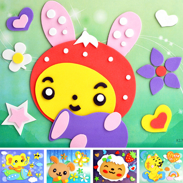 幼儿童eva手工贴画 3d立体贴纸diy制作玩具海绵黏贴 开心小宝入门