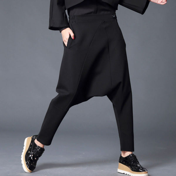 春夏韩版女士休闲飞鼠掉档裤街舞垮裤嘻哈伦大码吊裆小脚裙长裤子