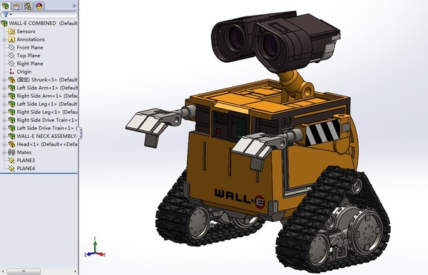 wall-e瓦力机器人3d图纸 solidworks设计 附stl格式3d三维模型