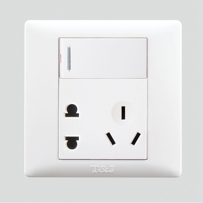 天基悦庭开关插座面板 10a五孔墙壁电源插座带独立单控开关面板