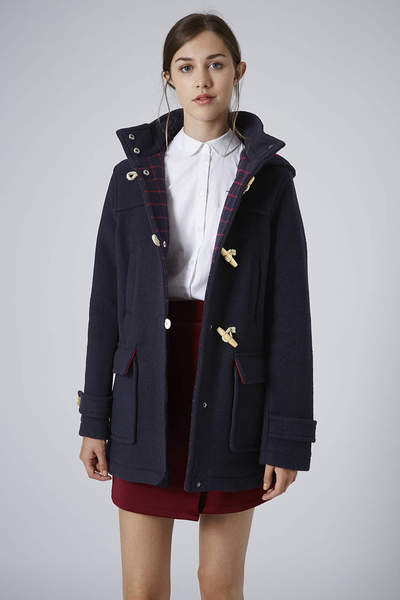topshop wool hooded duffle coat牛角扣大衣 绝版【uk8现货】