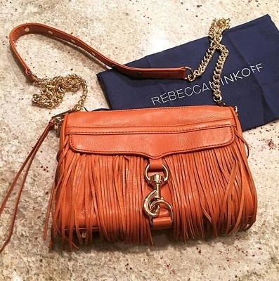 美国代购 正品rebecca minkof mini mac纯色时尚简约单肩流苏女包