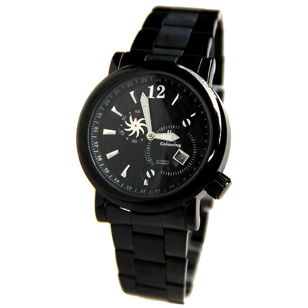 ik阿帕奇全自动机械表男表钢带学生全黑色时尚潮流腕表防水镂空