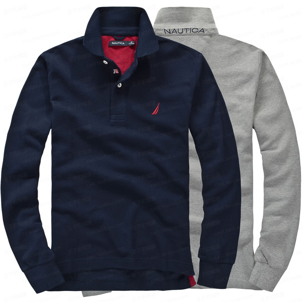 nautica 诺帝卡 新百搭基本款 领后logo 长袖polo衫 np53 真品特