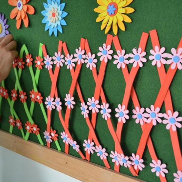 幼儿园教室环境布置装饰材料墙贴壁纸贴泡沫立体围栏杆大花朵系列