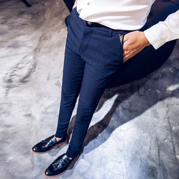 加绒加厚休闲裤男小脚裤修身弹力男士紧身裤子冬季保暖男装男裤潮