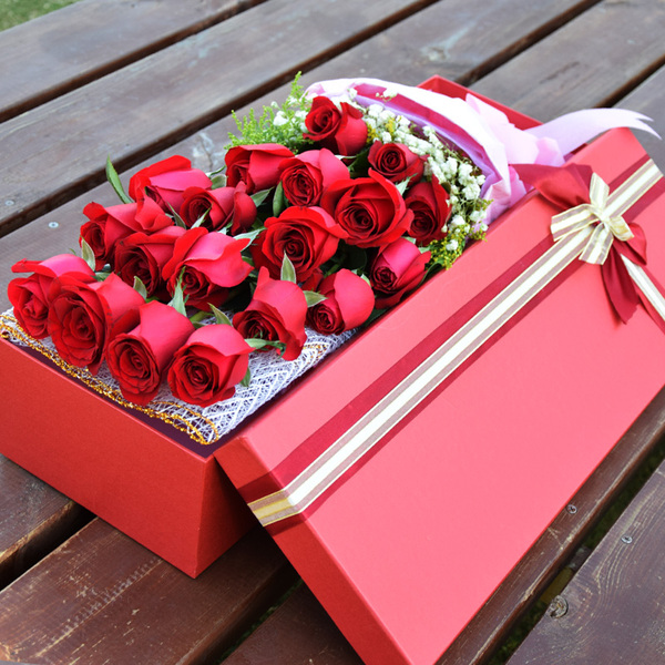 19朵玫瑰礼盒北京同城鲜花速递七夕送给最爱的人
