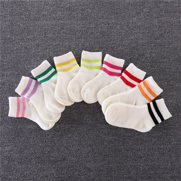 Children socks wild cotton candy-colored striped socks two bars 3-10 years