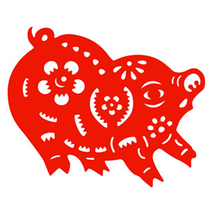 如意生肖猪/民间传统福字剪纸喜庆春节窗花12生肖壁画新年装饰