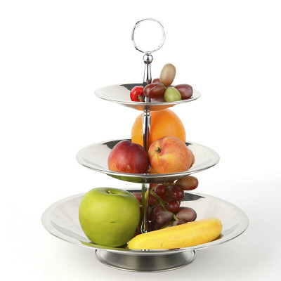 欧式不锈钢水果盘 时尚创意多层3层三层果盘干果盆蛋糕托盘点心盘