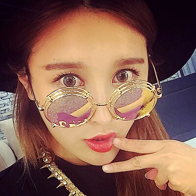 炫彩色反光彩膜太阳镜女2015圆脸潮大框圆形金属墨镜圆形太阳眼镜