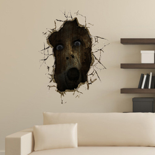 佩格3d立体墙贴鬼屋装饰贴画万圣节装饰画鬼节墙纸恐怖鬼脸壁画