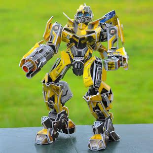 包邮正品乐豆3d立体拼图变形金刚机器人大黄蜂儿童益智玩具纸模