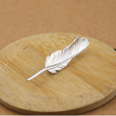 goros印第安银饰 羽毛胸针袖针925纯银男女领针别针 配饰简约