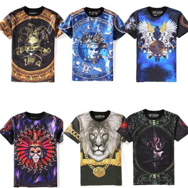 正品代购泰国潮牌holdem denim丝绸小丑狮子面具天马情侣短袖t恤