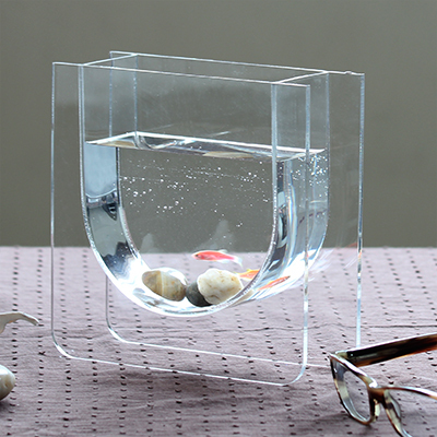礼物简约现代时尚白领透明亚克力花瓶迷你鱼缸桌面花办公室花器
