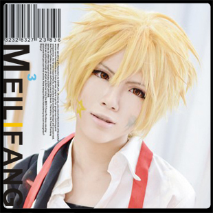 美立方 御神乐学园组曲/九头龙京摩/金发/反翘短发/叶月渚cos假发