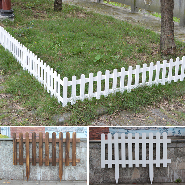 碳化防腐木栅栏白色实木围栏花园庭院草坪护栏插地木篱笆户护栏