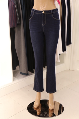 茗台湾茗专柜正品2016年冬名之尚正品233-2-5195十分直筒牛仔长裤