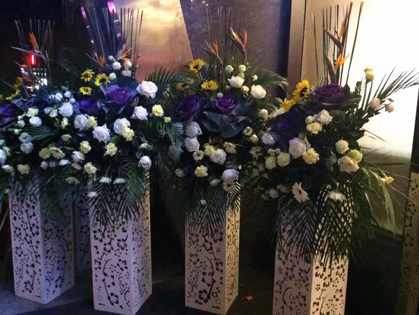 仿真罗马花柱鲜花花柱迎宾引路婚庆花柱开业花柱开业花篮深圳