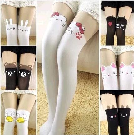 Spring and summer thin pantyhose bottoming barreled knee socks wild half leg maiden false Gaotong socks stitching