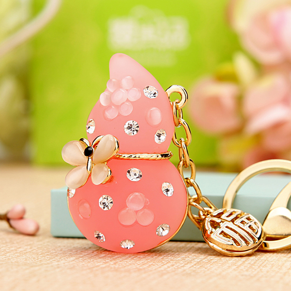韩国创意礼品可爱水钻招财葫芦汽车钥匙扣女包包挂件钥匙链圈饰品