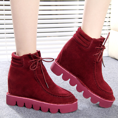 头层牛皮真皮女士棉鞋内增高松糕底休闲鞋舒适