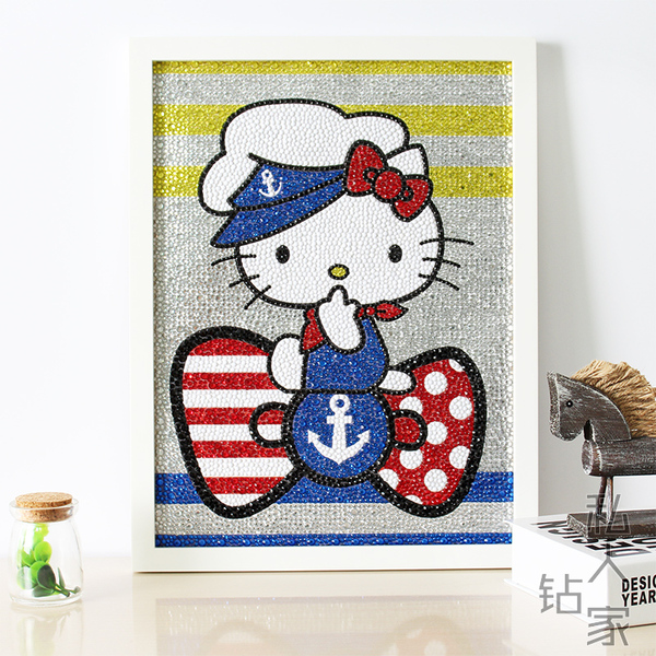 卡通钻石画凯蒂猫hellokitty儿童创意5d十字绣贴钻画装饰画特价