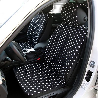 miju时尚黑白圆点绒布简单低调男女通用汽车内饰前排座垫套装72