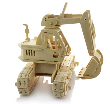 木质3d立体成人拼图拼板 木制拼装挖土机模型 智力玩具 挖掘机