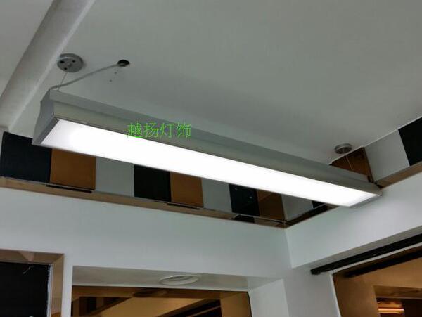 双管带罩日光灯架led灯盘吊线天花灯 面板灯明装亚克力荧光灯具