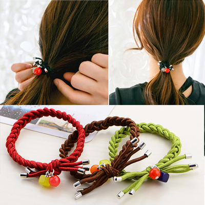 韩国手工编织小圆球手链头发饰品 皮筋头绳头饰 韩版手环发绳发圈