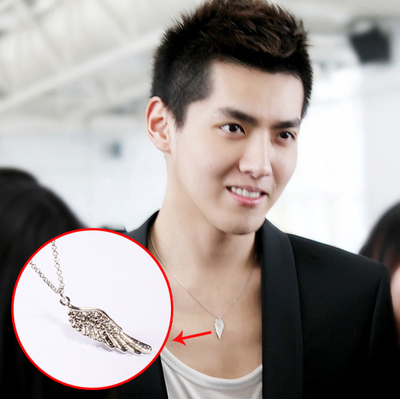 【韩国asmama代购】exo 吴亦凡kris同款天使翅膀/羽翼银色项链