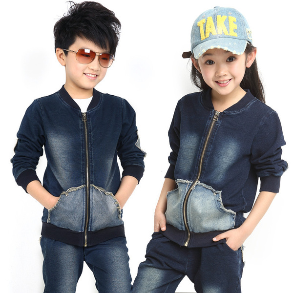 童装男女童春装3-4-5-6-7-8-9-10-12岁儿童衣服孩子长袖牛仔套装