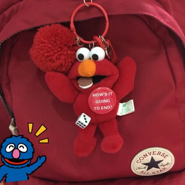 韩国bomgom芝麻街红色艾摩毛绒公仔积木手机链钥匙扣包挂件