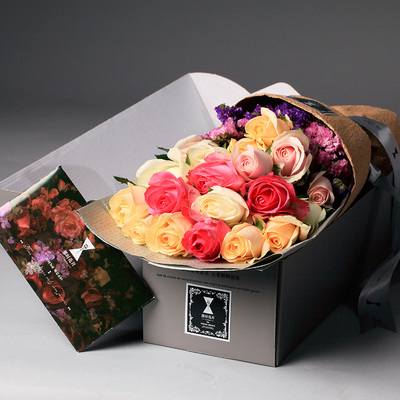 19朵玫瑰花束礼盒装鲜花速递全上海花店杭州广州生日送花送爱人