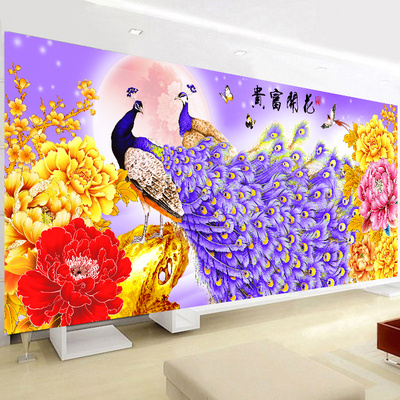 钻石画家和万事兴满钻方钻客厅孔雀花开富贵5d钻石绣贴钻新款6d