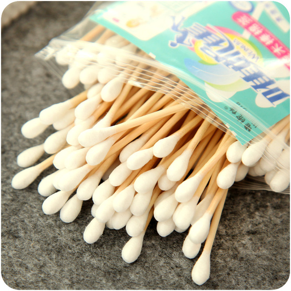 批发店 唯妮佳100支软袋木棒双头棉签 卫生棉棒美容棒 化妆棉签棒