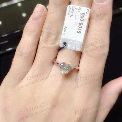 香港代购 周大福18k镶钻石戒指心形90分一克拉
