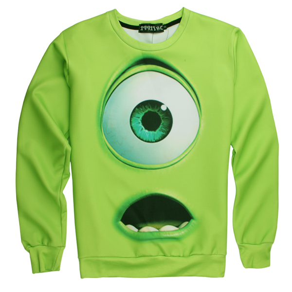 2014秋装新款3d大眼仔卫衣 情侣亮绿色卫衣 怪兽电力公司卫衣包邮