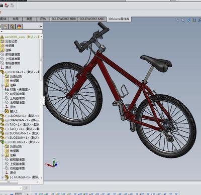 solidworks三維山地自行車模型可編輯支持任何三維軟件