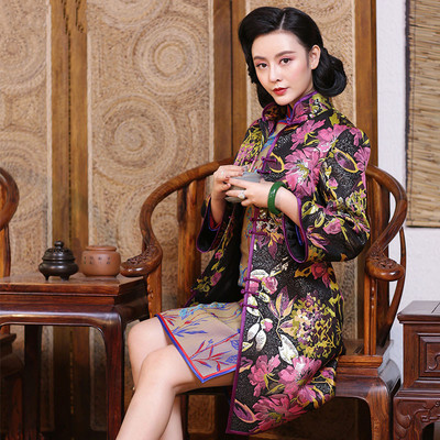 2015新款中式秋冬款女唐装大码夹棉旗袍民族上衣汉服民国风厚外套