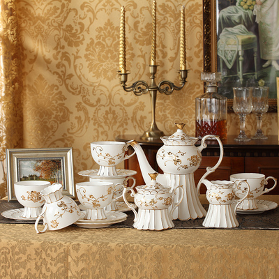 欧式茶具骨瓷咖啡具套装 英式陶瓷下午茶杯咖啡具杯碟 结婚水杯具