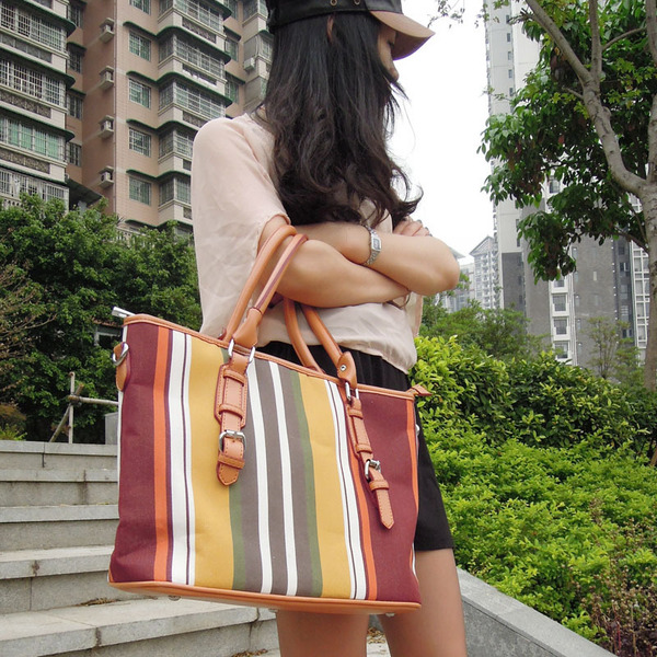 包邮2015新款小花雨伞包suyaki遮仔百搭女包条纹帆布手提单肩包