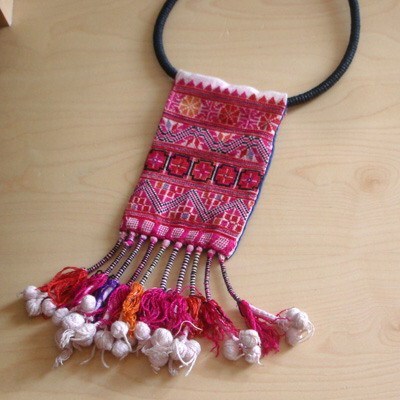 东南亚泰国进口 全手工十字绣老绣片异域风项链 吉祥蒜蒜